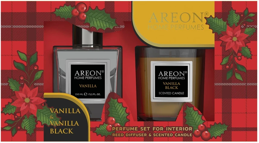 Areon Rinkinys Kvapas 150 ml+žvakė Vanilla Juodas
