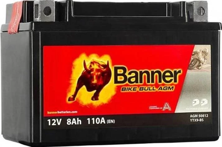 Banner 8Ah Bike Bull AGM 12V 90A akumuliatorius 150x87x105mm