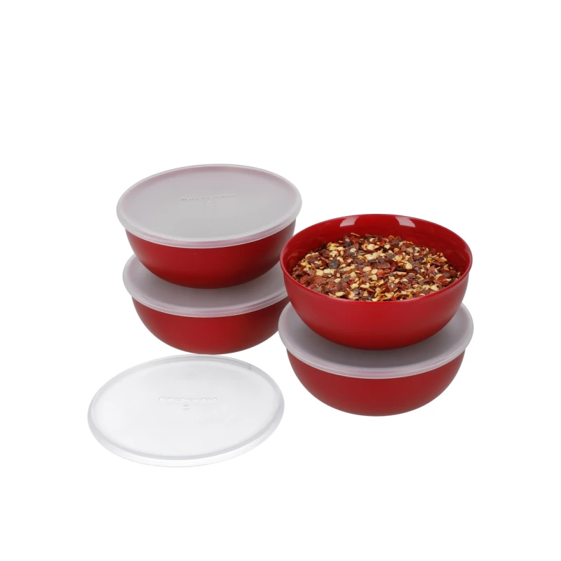KitchenAid 4 dalių dubenėlių rinkinys su dangteliais, Empire Raudona