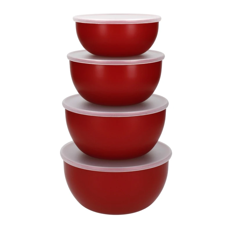 KitchenAid 4 dalių patiekalų ruošimo indų rinkinys su dangteliais, Empire Raudona
