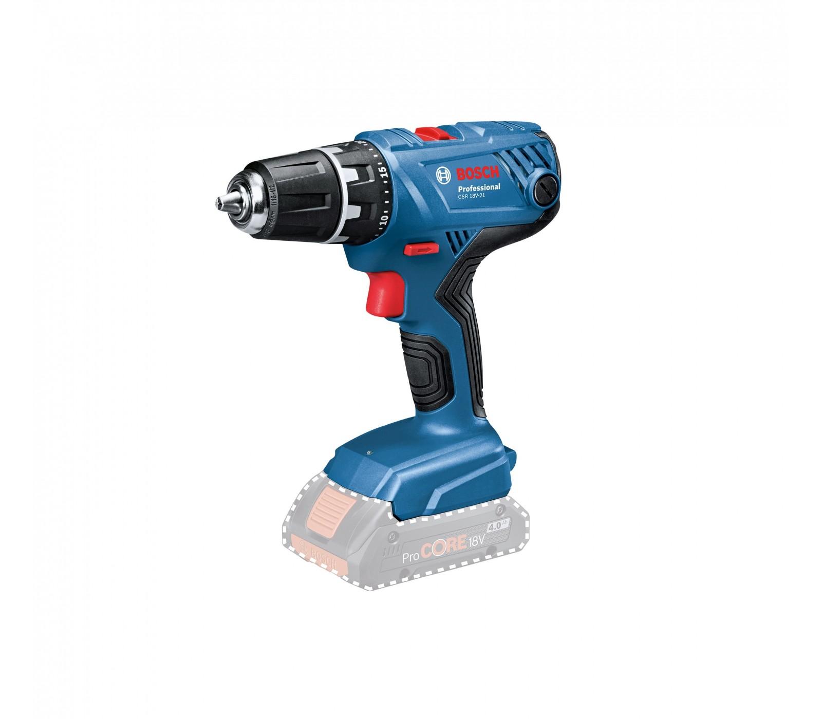 Bosch Akumuliatorinis gręžtuvas-suktuvas GSR 18V-21, be akumuliatorių ir kroviklio