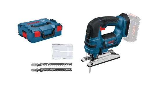 Akumuliatorinis siaurapjūklis Bosch GST 18 V-LI B be akumuliatoriaus ir kroviklio, kartoninė pakuotė