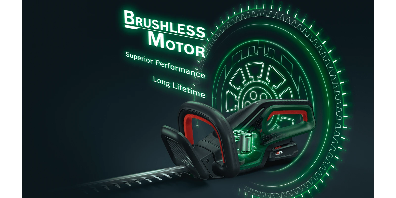 Akumuliatorinės gyvatvorių žirklės Bosch Universal HedgeCut 18-55 be akumuliatoriaus ir kroviklio