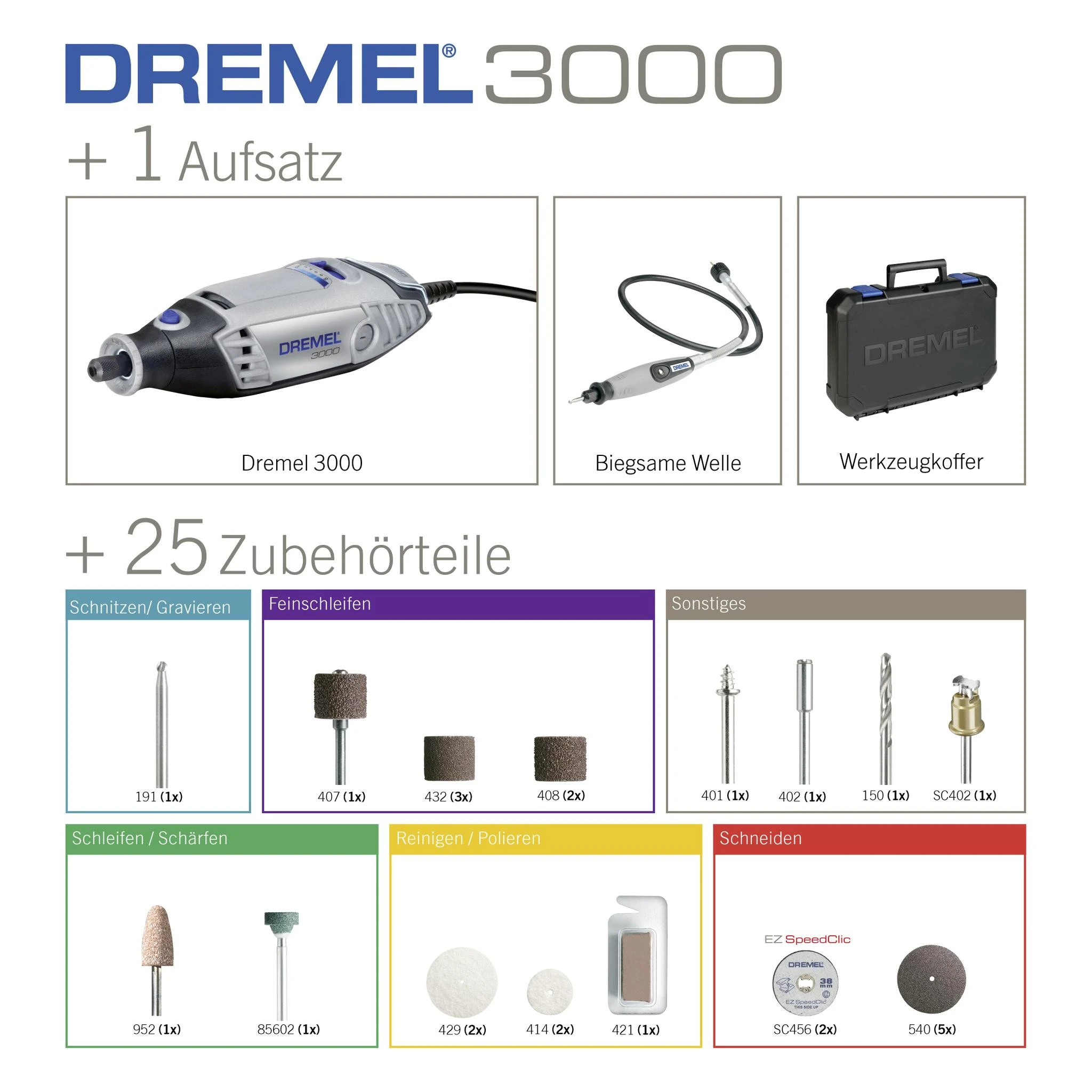 Dremel daugiafunkcinis įrankis 3000-1/25 EZ su 25 priedais