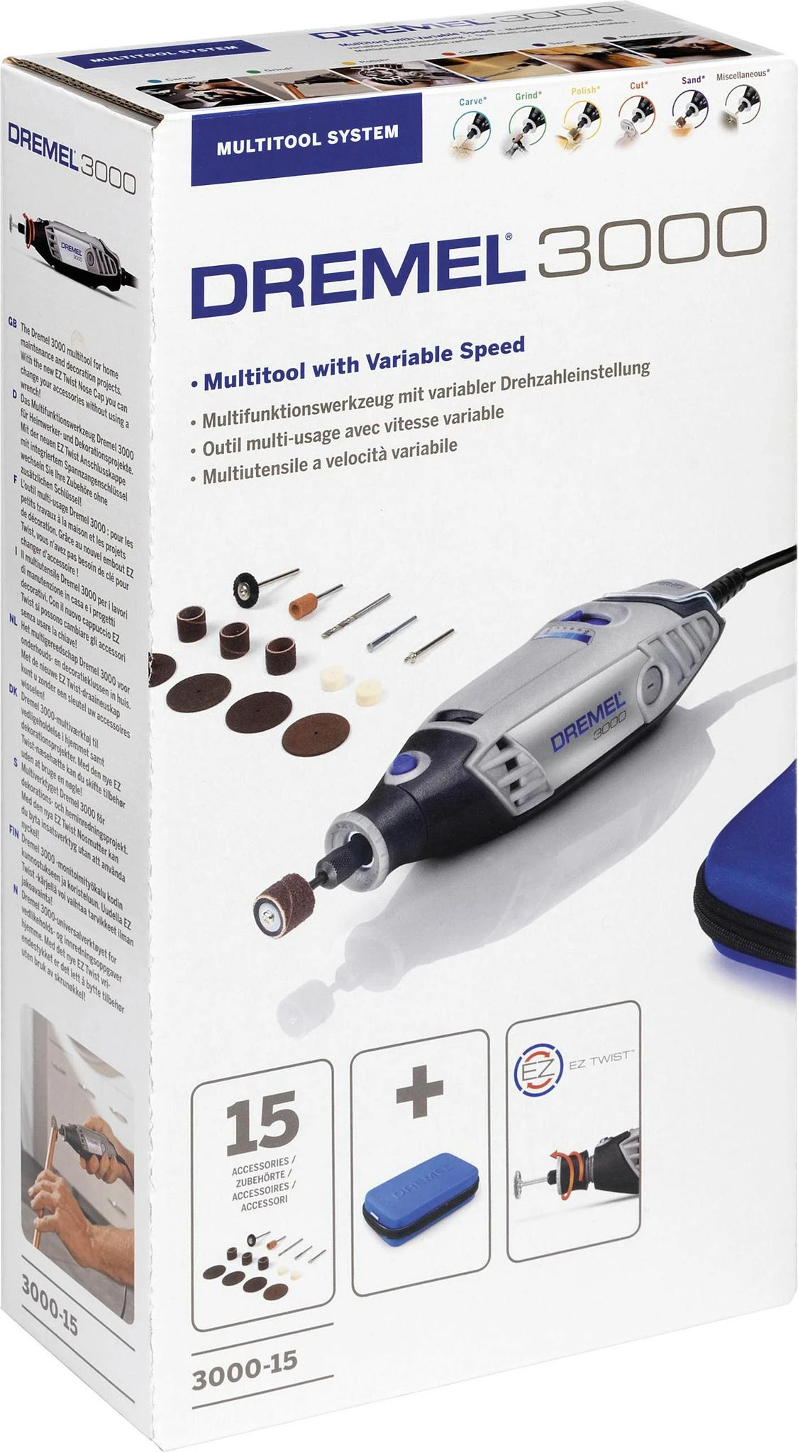DREMEL 3000 serijos rotacinis įrankis + 15 priedų