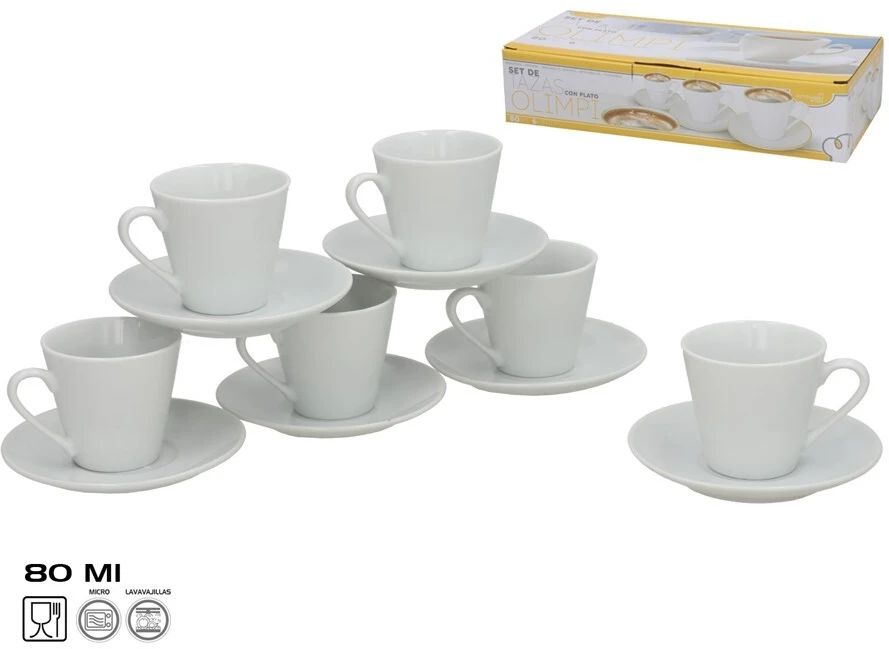 6 puodelių su lėkštutėmis rinkinys, 6,5 x 11 x 11 cm, KITCHEN&GO