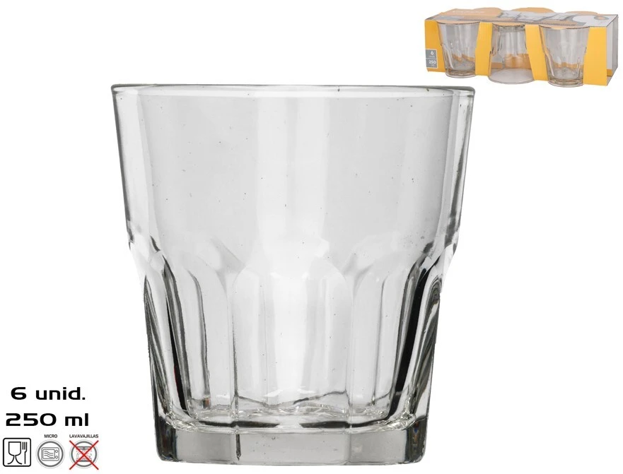 6 vnt. „Casablanca“ stiklinės 250 ml, 8,5 x 8 x 8 cm, KITCHEN&GO
