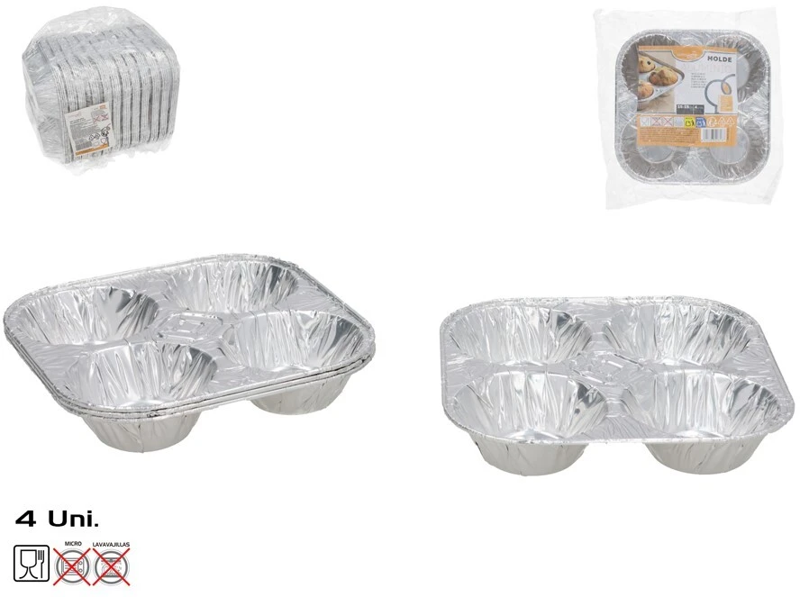 Aliuminio kepimo formelės (4 vnt.), 3 x 15,5 x 15,5 cm, KITCHEN&GO