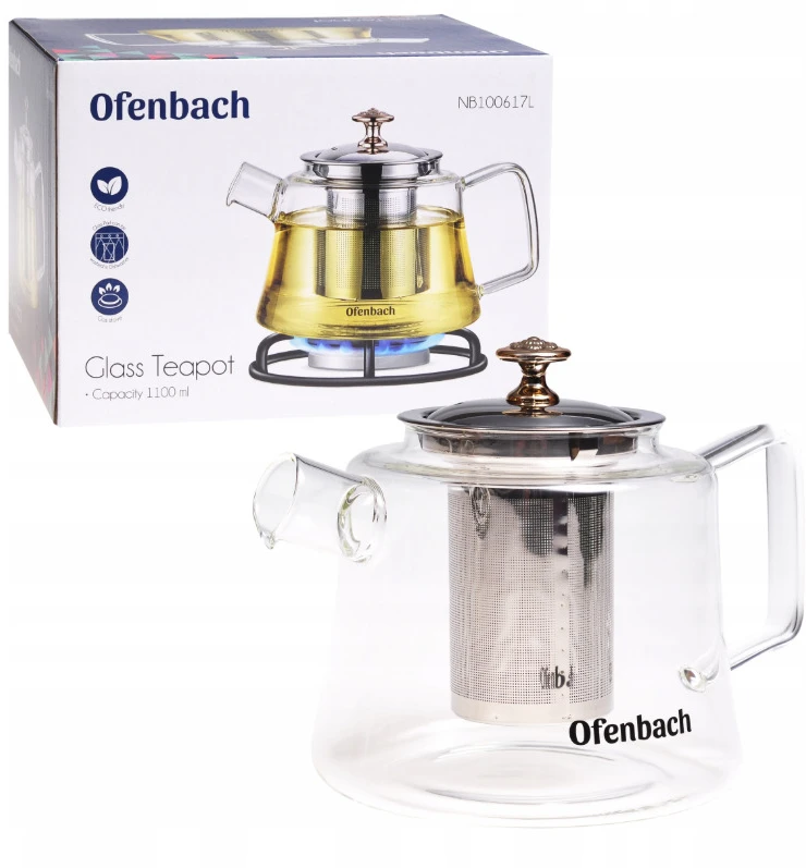 Ofenbach Riposo Stiklinis arbatinukas su filtru 1.1 L, R-100617L