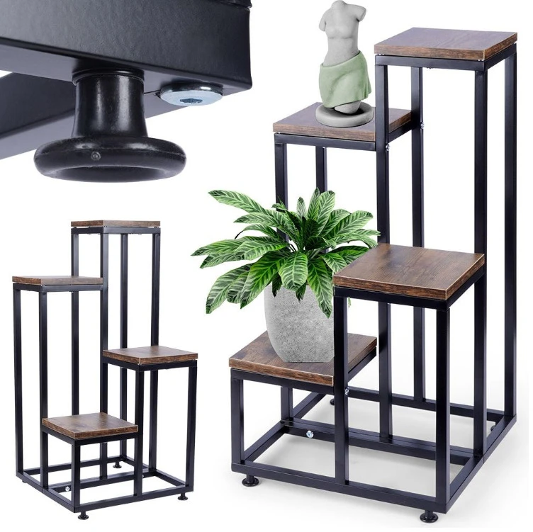 Vilde 4 pakopų metalinis gėlių stovas 69 cm