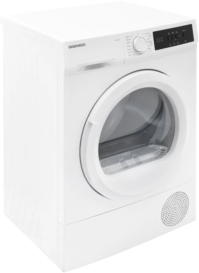Daewoo DDR VH8A/E džiovyklė, šilumos siurblys, 8kg, nerūdijančio plieno talpa, stiklinės durelės, E