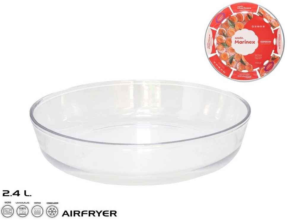 Didelė apvali stiklinė kepimo forma 2,4 l, 5,5 x 26,5 x 26,5 cm, MARINEX