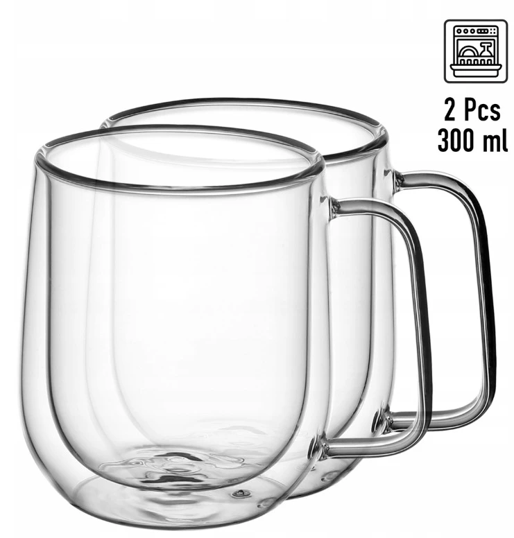 Dvigubų sienelių stiklinių puodelių rinkinys (2 vnt.), 300 ml, Kamille, 9007