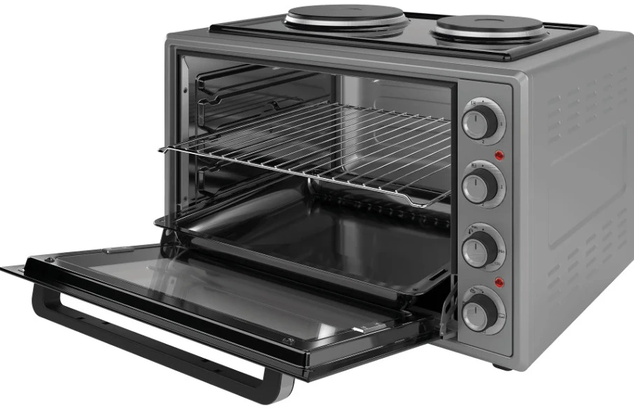 Elektrinė krosnelė Elektrinė orkaitė su kaitlentėmis, 70L, 2000W, kaitlentės 1000+1500W, pilka, 70552, ELITE