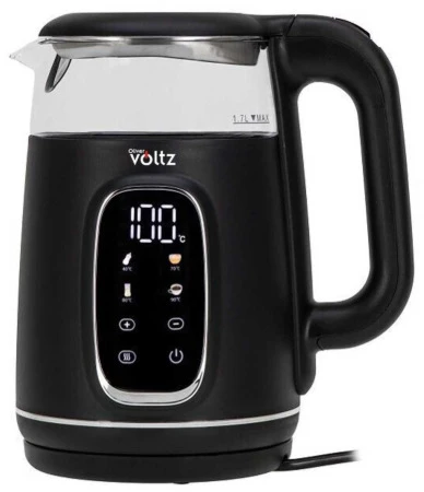 Elektrinis virdulys su LCD ekranu, 2200 W, 1,7 l, juodas/sidabrinis, 51230AFBCH, Oliver Voltz