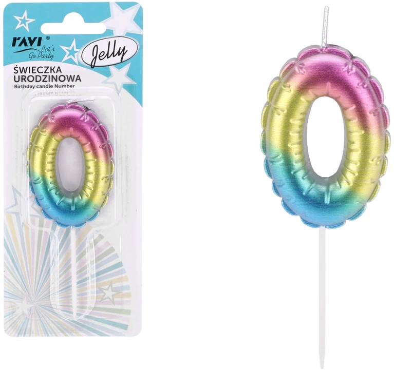 Gimtadienio žvakutė Jelly 0, 6.5 x 1 x 16, 72024, RAVI Decor