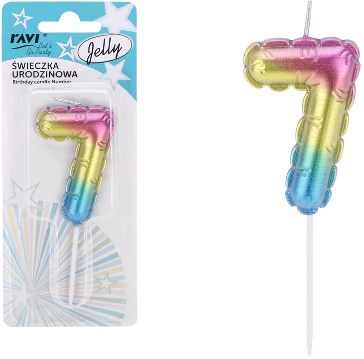 Gimtadienio žvakutė Jelly 7, 6.5 x 1 x 16, 72031, RAVI Decor