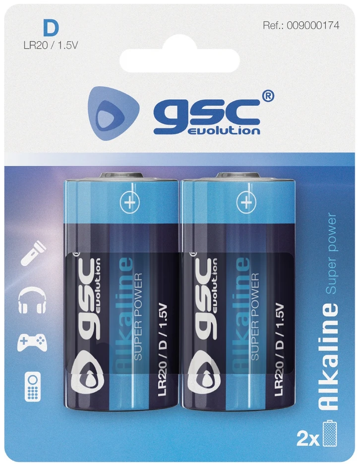 GSC evolution alkaline LR20 (D) šarminės baterijos, 2 vnt./lizdinėje pakuotėje, 009000174