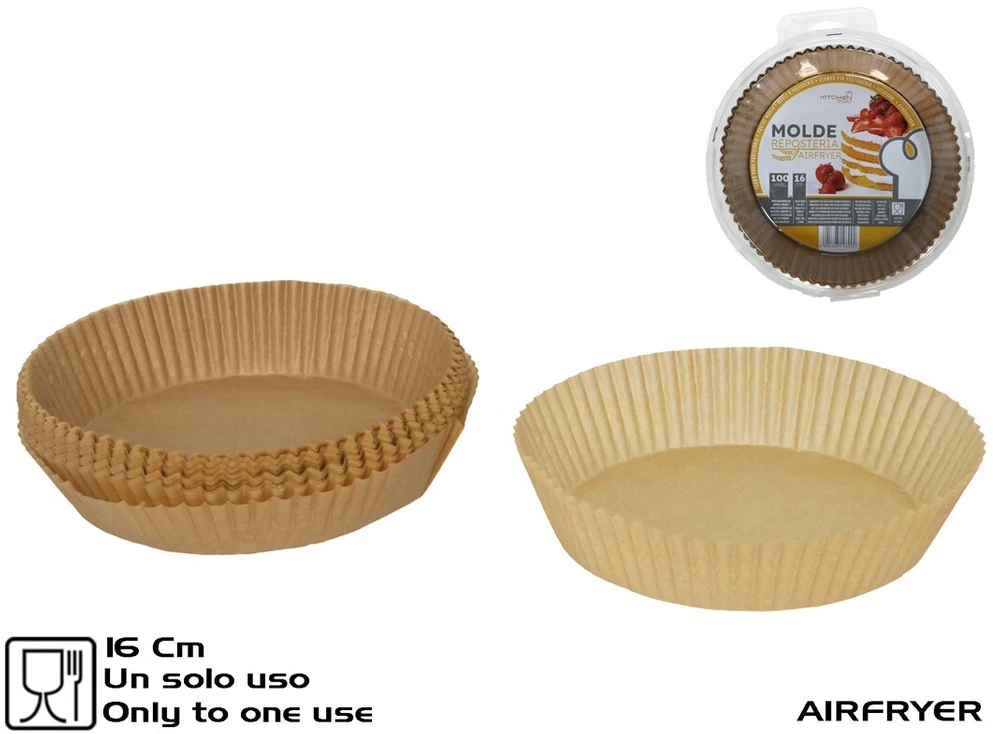 Karšto oro gruzdintuvės popierinė kepimo forma 16 cm (100 vnt.), 4,5 x 19 x 19 cm, KITCHEN&GO