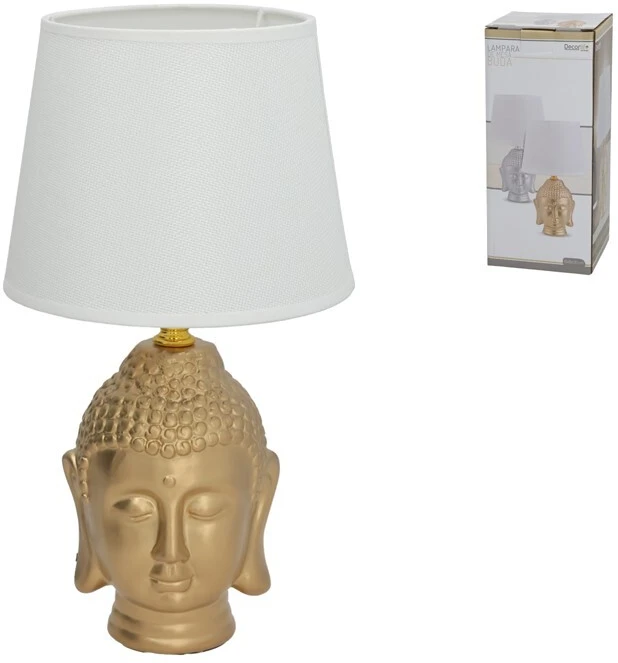 Keraminė stalinė lempa Buda, 18.00 × 18.00 × 30.50 cm, DECORLIFE