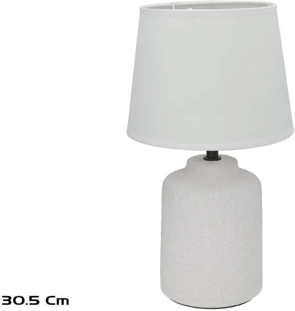 Keraminė stalinė lempa Papalu, balta, 18.00 × 18.00 × 30.50 cm, DECORLIFE