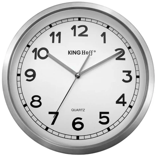 King Hoff Laikrodis Sieninis laikrodis, nerūdijančio plieno, 34 cm skersmens, Kinghoff