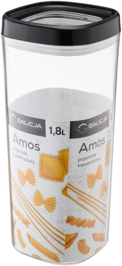 Maisto laikymo indas, 1,8 L, juodas, 10,8 x 10,8 x 25,5 cm, 29571, GALICJA