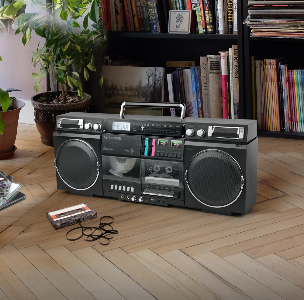 Muzikinis centras Muse | Ghetto Blasters | M-380 GB | AUX in | Bluetooth | Cassette deck | CD grotuvas | Juodas