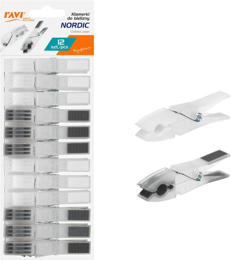 NORDIC skalbinių segtukai, 12 vnt., 25 × 9 × 2 cm, 01045, SIMPLE SOLUTION