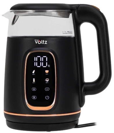 Oliver Voltz Elektrinis virdulys su LCD ekranu, 2200 W, 1,7 l, juodas/rožinio aukso spalvos, 51230AFBRG, „Oliver