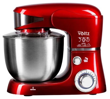 Plakiklis Oliver Voltz Planetarinis maišytuvas, 1600 W, 5 l, nerūdijantis plienas, 6 greičiai + pulsavimas, LED, raudonas,