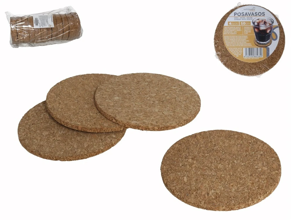 Padėkliukai puodeliams, 4 vnt. rinkinys, 2 × 10 × 10 cm, KITCHEN&GO
