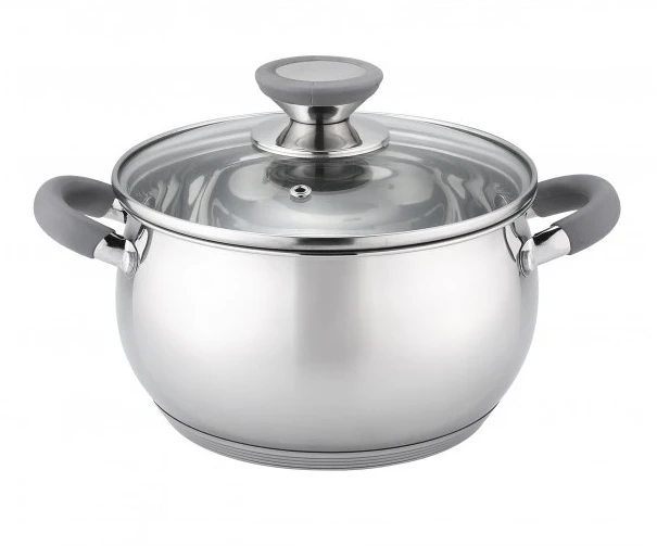 Puodas su dangčiu Oliver Voltz 5V1210N26G, Ø26 cm / 7,7 L, pilkos rankenos, nerūdijantis plienas