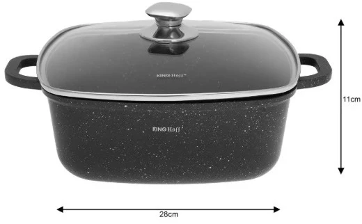 King Hoff Puodas Puodas su marmurine danga, 28x28cm, 6.5l, juodas, kinghoff