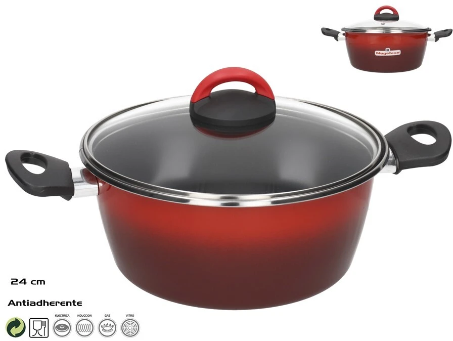 Puodas su dangčiu, 24 cm, ~5 l, Rosso, 32,00 x 24,00 x 18,00 cm, Magefesa