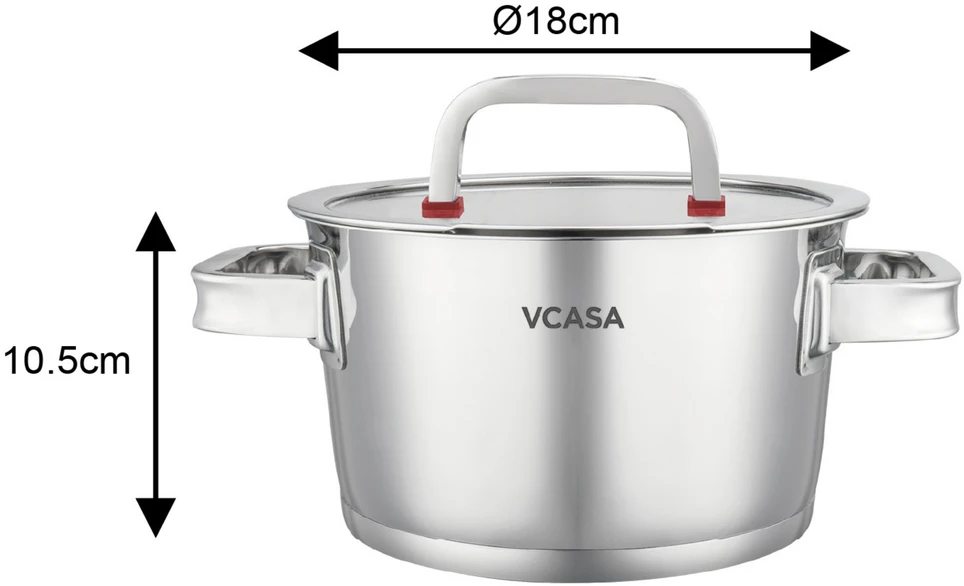 Puodas stal, śr.18cm 2.2l VCASA