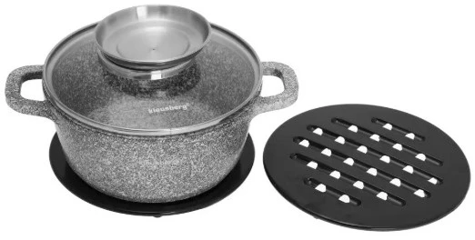 Puodas Puodas su dangčiu, plienas, pilkas marmuras, skersmuo 22 cm, 3,3 l, Klausberg