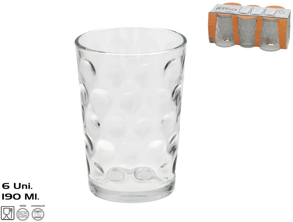 Stiklinės (6 vnt.) 190 ml, 10 x 9 x 7 cm, KITCHEN&GO