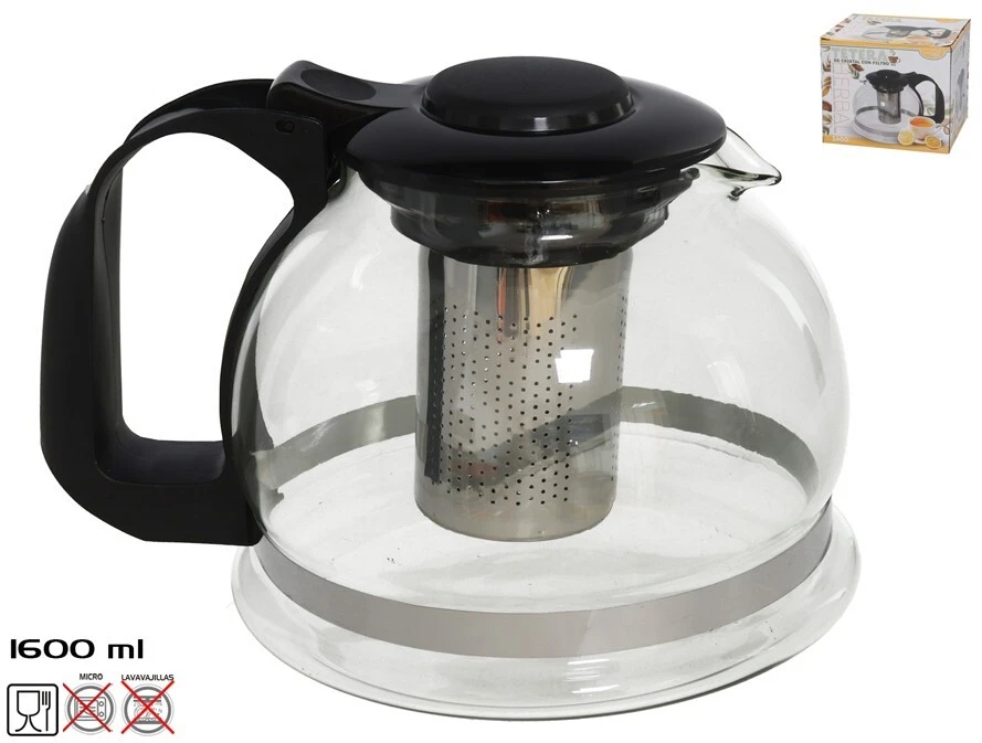 Stiklinis arbatinukas su filtru 1600 ml, 14,5 x 20 x 15,5 cm, KITCHEN&GO