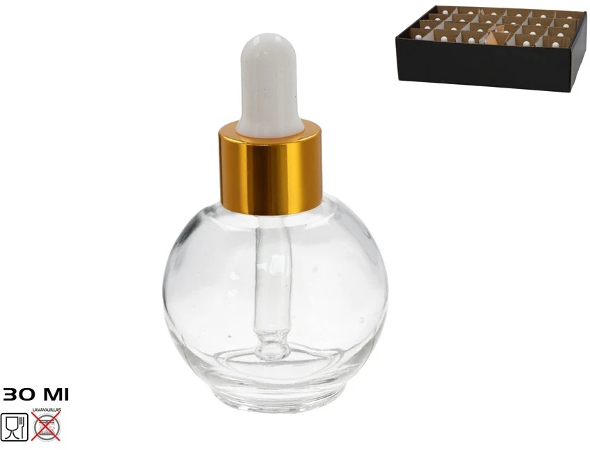 Stiklinis buteliukas su pipete, 30 ml, 4.50 × 4.50 × 7.50 cm, KITCHEN&GO