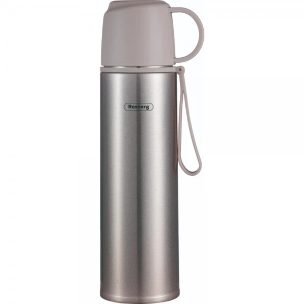 Termosas Rosberg 55R52010FG, nerūdijantis plienas, 0.5 L, pilkas. Talpa: 0.5 L