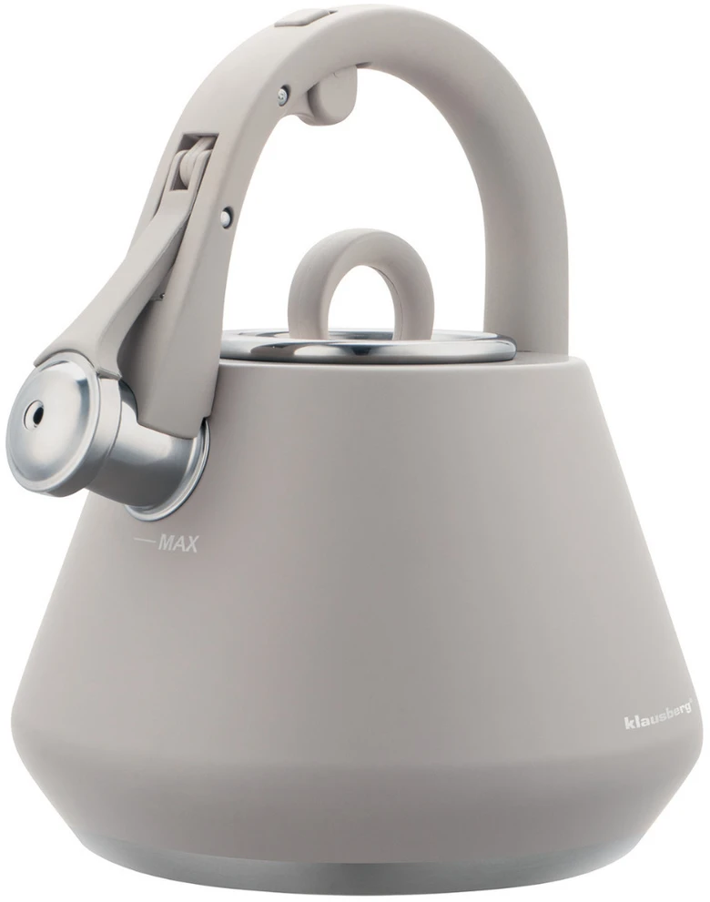 Virdulys, Plieninis virdulys su švilpuku, 2,5 l, matinės pilkos spalvos, indukcinis, klausberg kb-7949