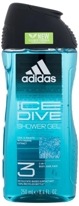 Adidas Ice Dive Dušo želė 3-In-1 Dušo želė vyrams, 250 ml