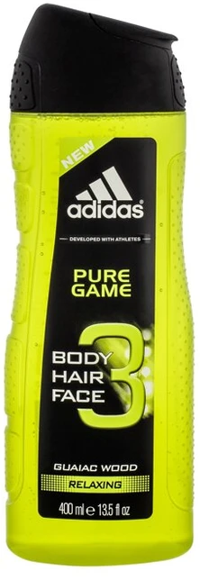 Adidas Pure Game Body Hair & Face Dušo želė dušo gelis vyrams, 400 ml