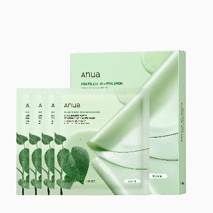 Veido kaukė Anua Heartleaf 70+Hyaluron Soothing Collagen Mask 38 g 4 vnt.