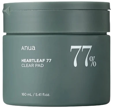 Anua Heartleaf 77 Clear Pad Švelniai valantys ir raminamieji tonerio padeliai, 70 vnt
