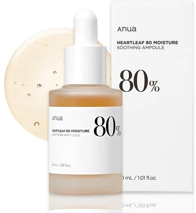Anua Heartleaf 80% Moisture Soothing Ampoule Raminamasis serumas, 30 ml