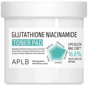 APLB Glutathione Niacinamide Toneris Pad veido valymo padeliai, 60 vnt.