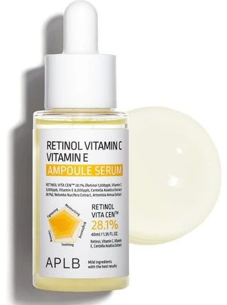 APLB Retinol Vitamin C Vitamin E Ampoule Serum koncentruotas veido serumas su vitaminais ir retinoliu, 40 ml