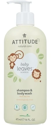Attitude Children´s body soap and Šampūnas with the scent of pear juice Baby Leaves (Šampūnas & Kūno prausiklis), 473 ml